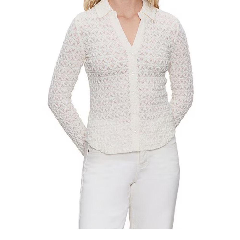 Sanctuary Pucker Up Dreamgirl Lace Point Collar Top Size Small